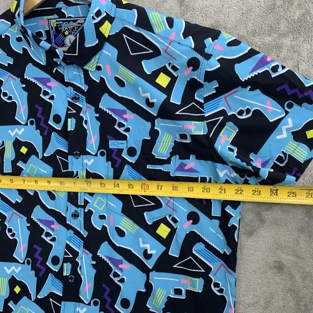 RETRO RIFLE The 80 Shirt Mens Size Large Blue Short Sleeve Button Down Casual - Picture 3 of 8